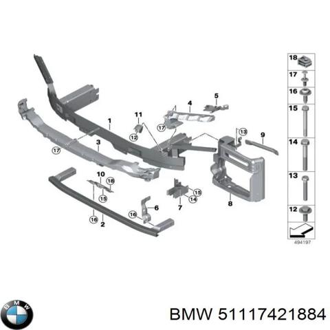 Буфер бампера переднього 51117421884 BMW
