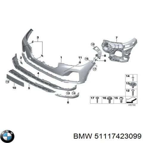 Кронштейн кріплення протитуманной фари, лівої 51117423099 BMW