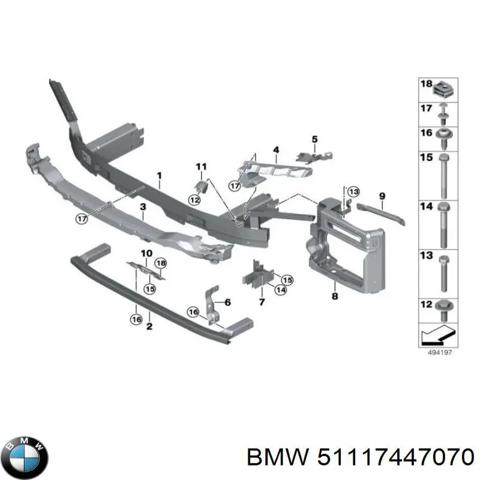 Швелер переднього бампера 51117447070 BMW