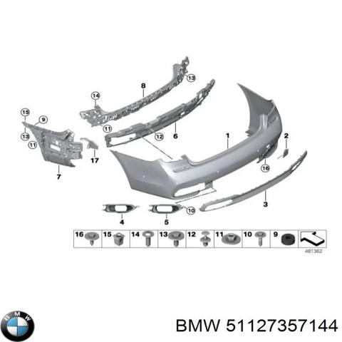 Кронштейн бампера заднього, центральний 51127357144 BMW