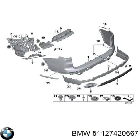 Кронштейн бампера заднього, лівий 51127420667 BMW