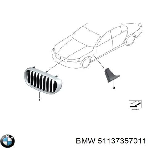 Решітка радіатора ліва 51137357011 BMW