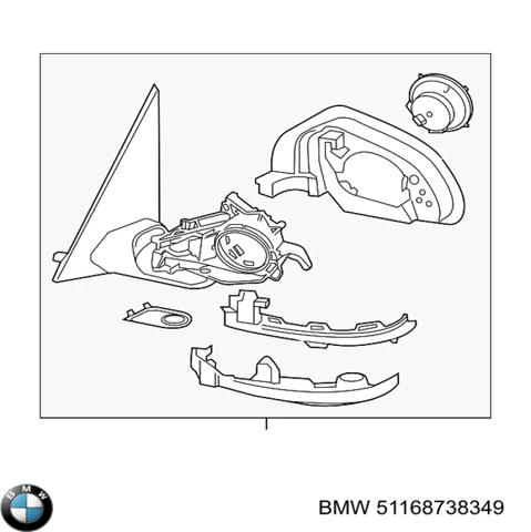 Бічне дзеркало заднього виду в зборі 51168738349 BMW