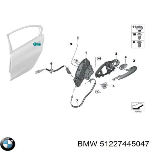 Замок задніх дверей, лівих 51227445047 BMW
