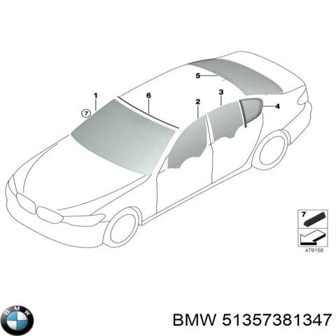 Скло-кватирка двері, задньої, лівої 51357381347 BMW