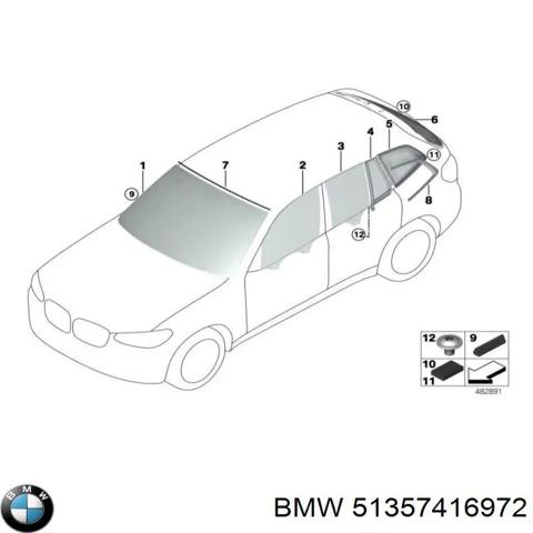 Вікно задніх дверей 51357416972 BMW