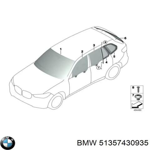 Скло заднє ліве 51357430935 BMW