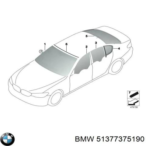 Скло задніх дверей, правих 51377375190 BMW