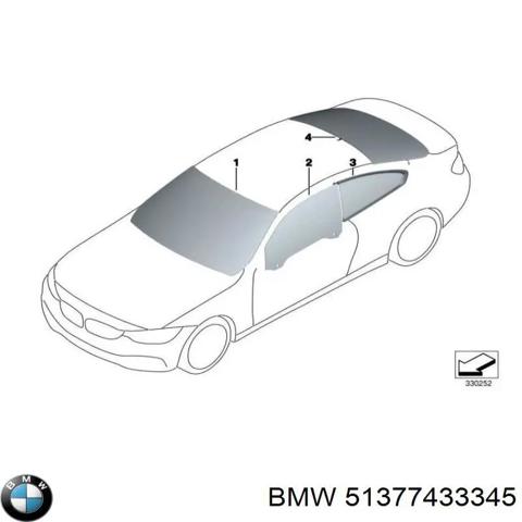 Скло задньої двері лівої 51377433345 BMW