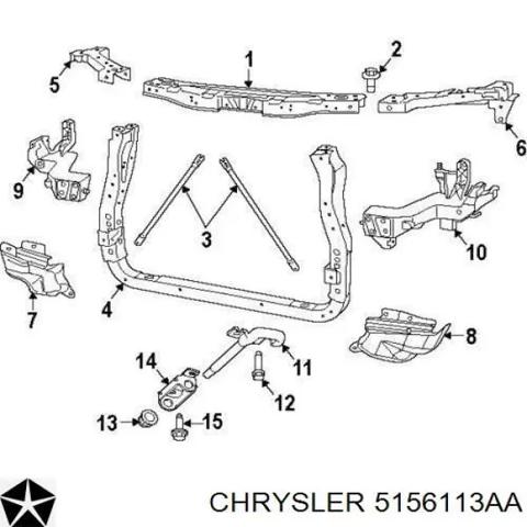 Супорт радіатора нижній/монтажна панель кріплення фар 5156113AA CHRYSLER