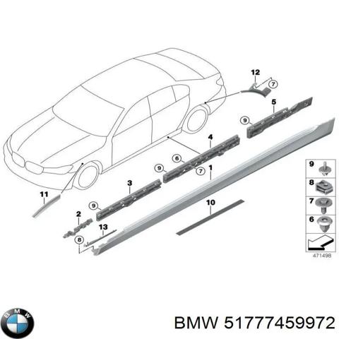 Накладка зовнішня (молдинг) порога, правий 51777459972 BMW