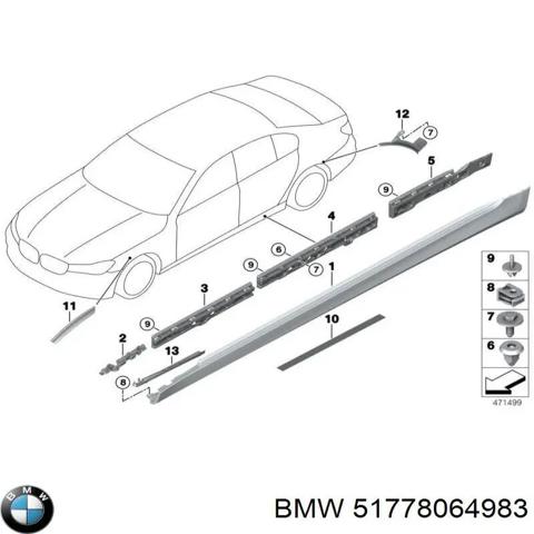 Накладка зовнішня (молдинг) порога, лівий 51778064983 BMW