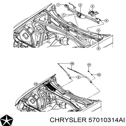 Водостік лобового скла, жабо 57010314AI CHRYSLER