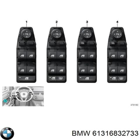 Кнопки переднього лівого склопід'ємника 61316832733 BMW
