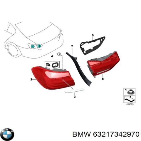 Ліхтар задній внутрішній правий 63217342970 BMW