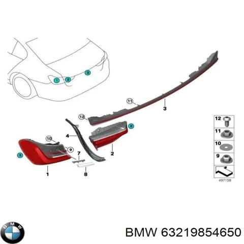 Ліхтар задній внутрішній правий 63219854650 BMW