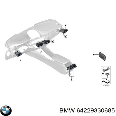 Решітка вентиляції салону в підлокітнику, задня 64229330685 BMW