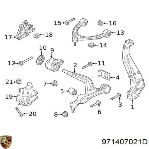 Важіль передньої підвіски верхній, лівий/правий 971407021D PORSCHE