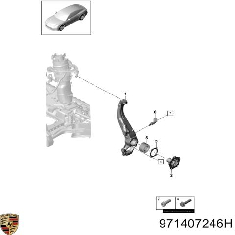 Цапфа поворотна права 971407246H PORSCHE