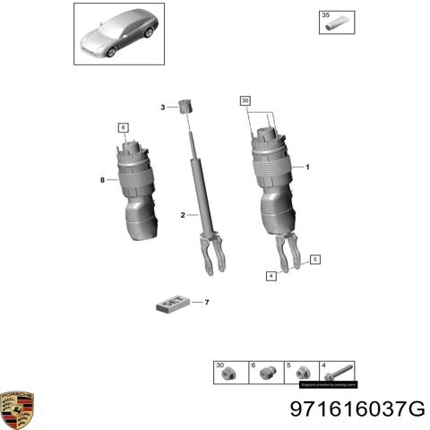 Ліва передня стійка 971616037G PORSCHE