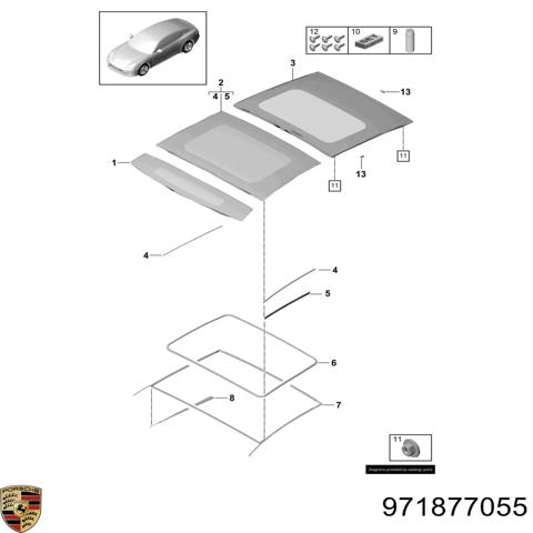 Дах кабіни (кузова) 971877055 PORSCHE