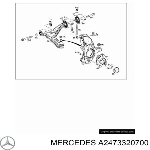 Цапфа - поворотний кулак передній, лівий A2473320700 MERCEDES