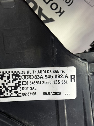Фара задня права зовнішня 83A945092A VAG