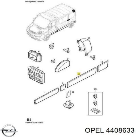 Накладка заднього лівого крила 4408633 OPEL