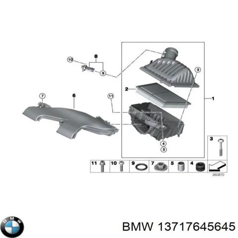 Патрубок повітряний, вхід повітряного фільтра 13717645645 BMW