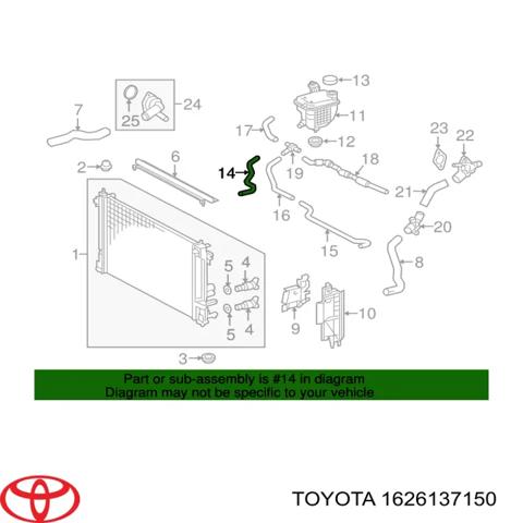 Шланг розширювального бачка, нижній 1626137150 TOYOTA