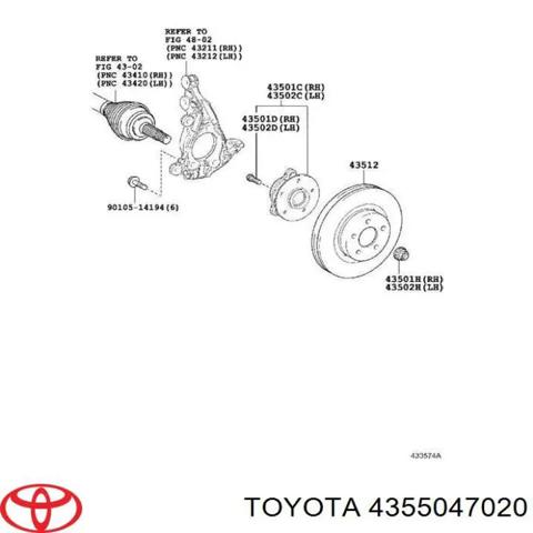 Маточина колеса передня 4355047020 TOYOTA