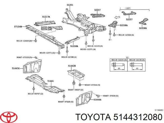 Захист двигуна, правий 5144312080 TOYOTA