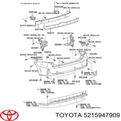 Кожух бампера заднього 5215947909 TOYOTA