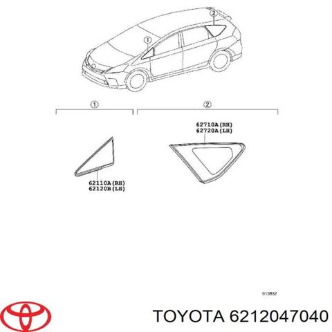 Скло-кватирка двері, передній, лівій 6212047040 TOYOTA