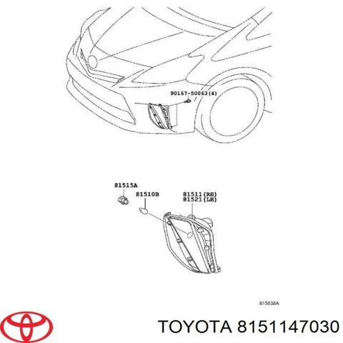 Габарит-показник повороту в бампері, правий 8151147030 TOYOTA