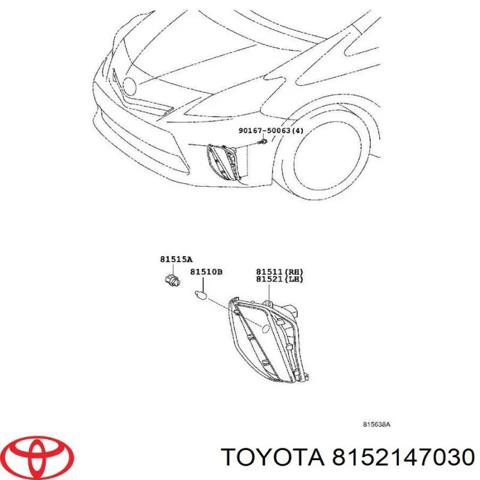 Габарит-показник повороту в бампері, лівий 8152147030 TOYOTA