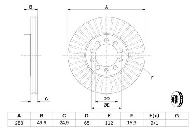 Диск переднього гальма 0986479939 BOSCH