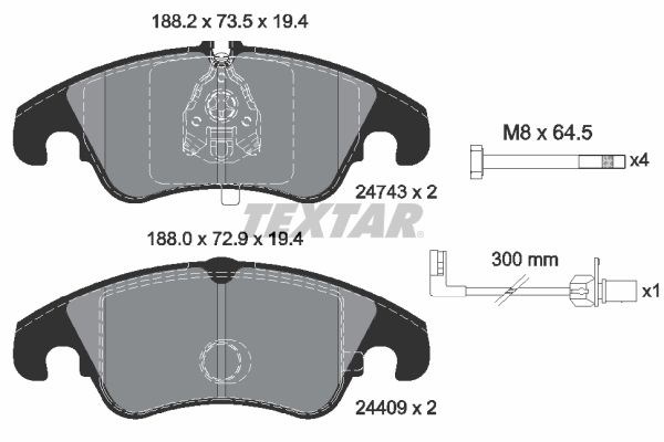 Передні гальмівні колодки 2474301 TEXTAR