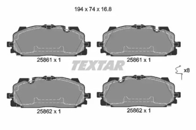 Передні гальмівні колодки 2586101 TEXTAR