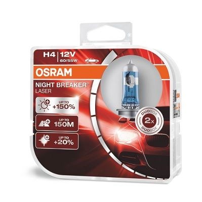 64193nl-hcb-duo osram лампа h4 12v 60/55w p43t night breaker laser +150% 64193NL-HCB