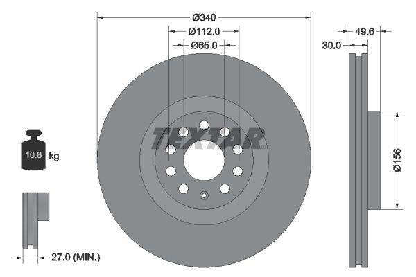 Диск переднього гальма 92229805 TEXTAR