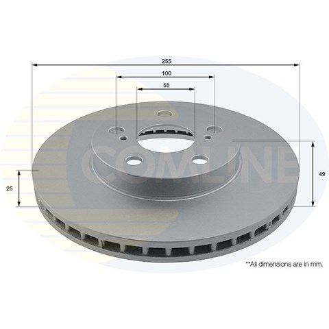 Adc01148v comline - диск гальмівний вентильований з покриттям ADC01148V