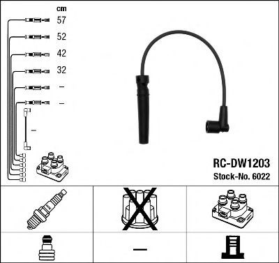 6022  (rc-dw1203)  ngk - комплект проводів запалювання RC-DW1203