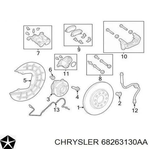 Задній гальмівний супорт лівий 68263130AA CHRYSLER