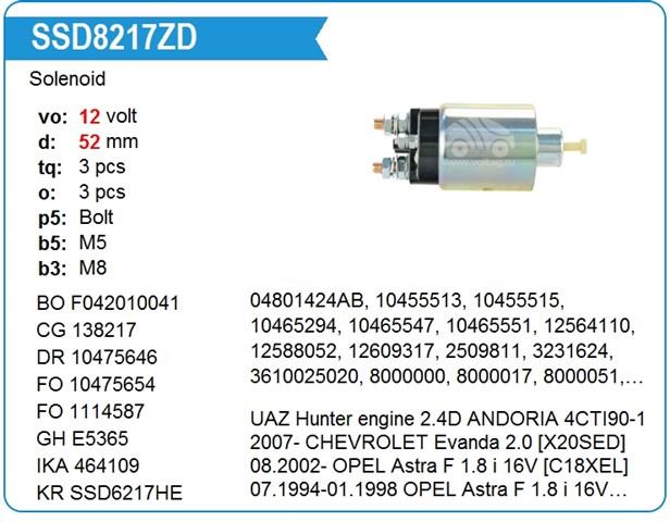Тягове реле стартера 138217 CARGO