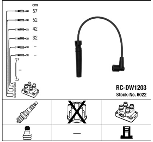 Дріт високовольтні, комплект RCDW1203 NGK