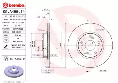 Диск гальмівний передній 09A45514 BREMBO