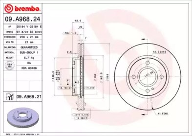 Диск переднього гальма 09A96824 BREMBO