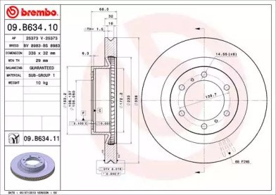 Диск переднього гальма 09B63411 BREMBO