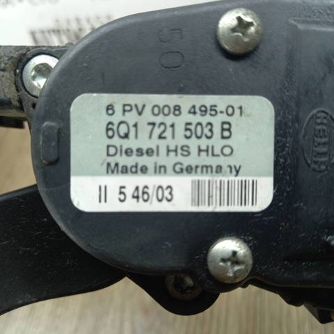 Педаль газу електр пластик volkswagen polo 1.4tdi 2001-2009 6q1721503b 6Q1721503B
